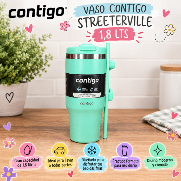 Producto - VASO CONTIGO STREETERVILLE 1,8 LTS - VERDE AGUA REEF