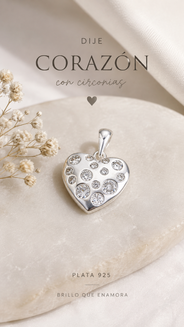 Producto - Dije Cúbic Corazón mediano - 0