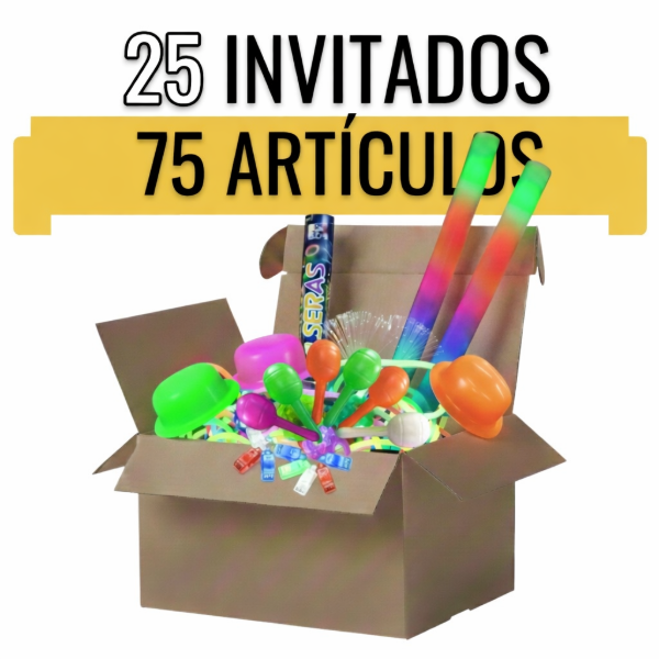 Producto - Combo Luminoso para 25 Invitados con 75 Artículos Neón Fluor Led