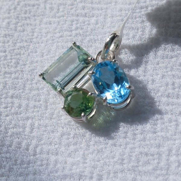 Producto - Dije Brisa Plata 925 Topacio Sky Blue, Aguamarina y Turmalina Verde (sin cadena) - 11