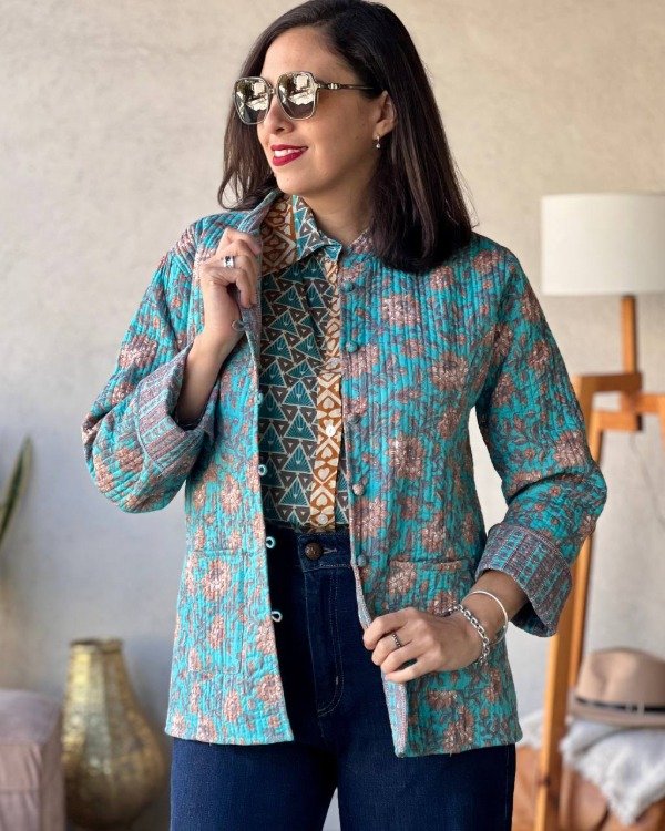 Producto - Chaqueta Hindi Turquesa y Durazno S M