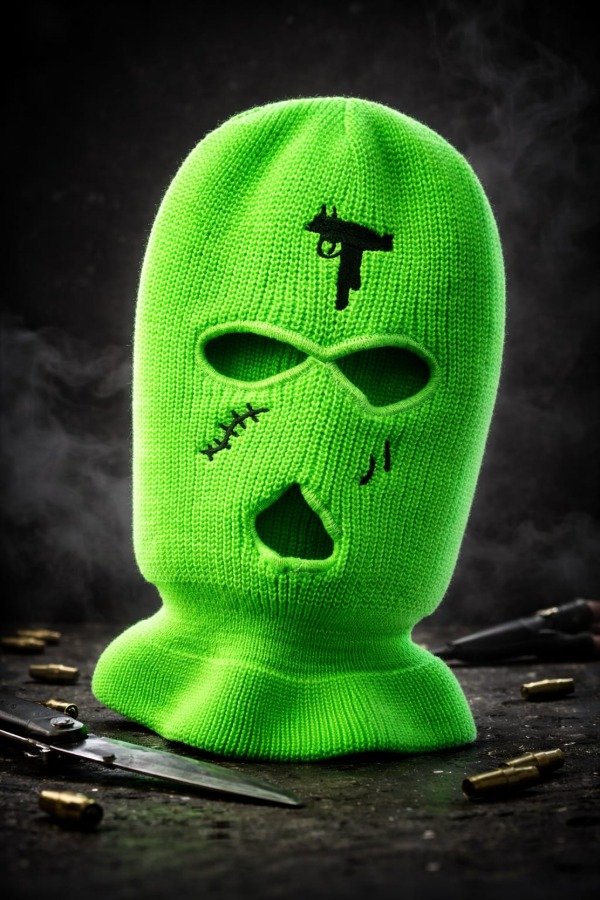 Producto - Pasamontañas Bordados Balaclava Verde Flúor