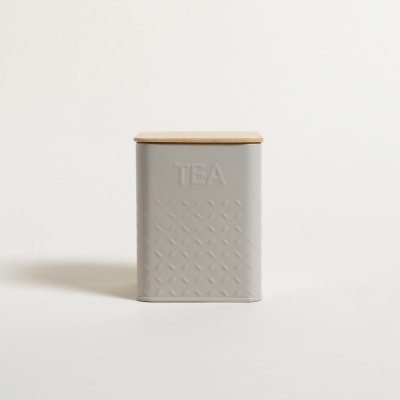 Producto - Lata TEA Cuadrada Grey con tapa de Bambú