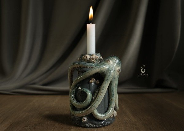 Producto - Candelabro De Cerámica Pulpo Escultura Artesanal Decoración - 0