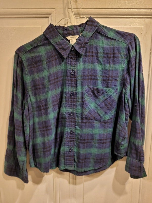 Producto - Camisa FOREVER 21 cuadrillé azul y verde Talle 12 años - PRECIO: 16X