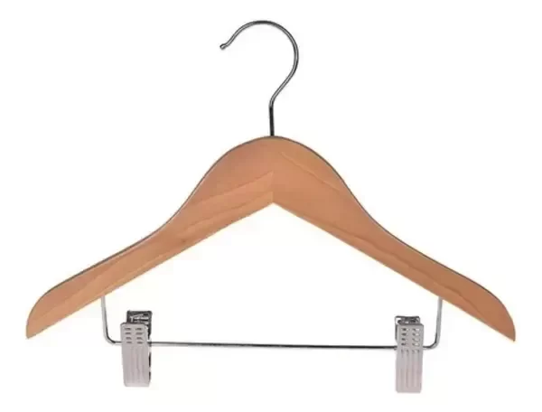 Producto - Set X 10 Perchas Madera Niño Con Broche Lustrada Barnizada