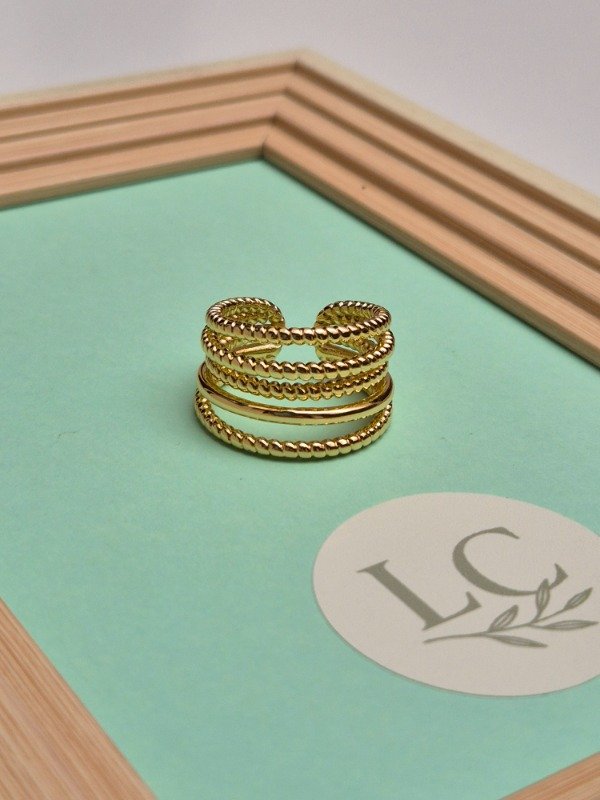 Producto - Anillo sogas doradas