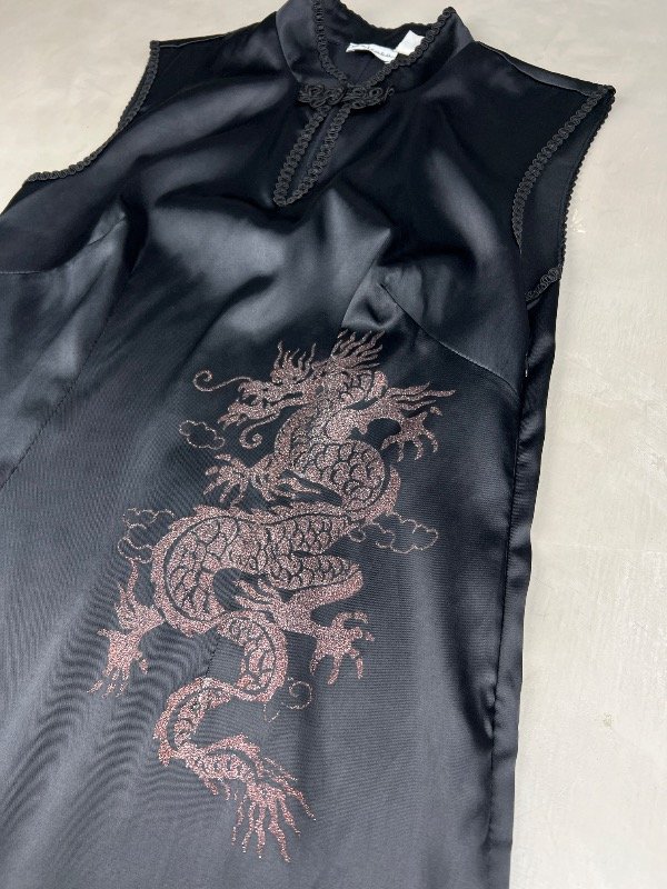 Producto - Black Satin Qipao Dress - 4