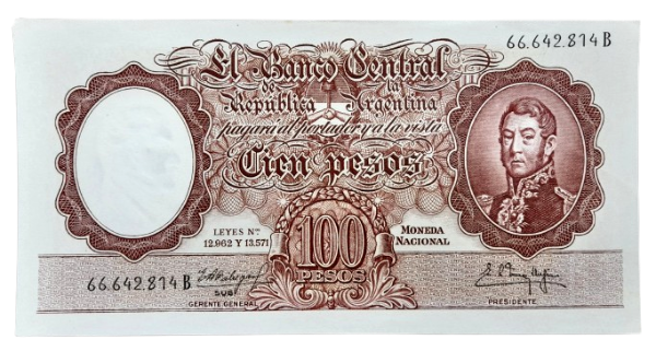 Producto - 100 Pesos P.272c (Fábregas - Mendez Delfino) Bott.2057a XF+/Aunc