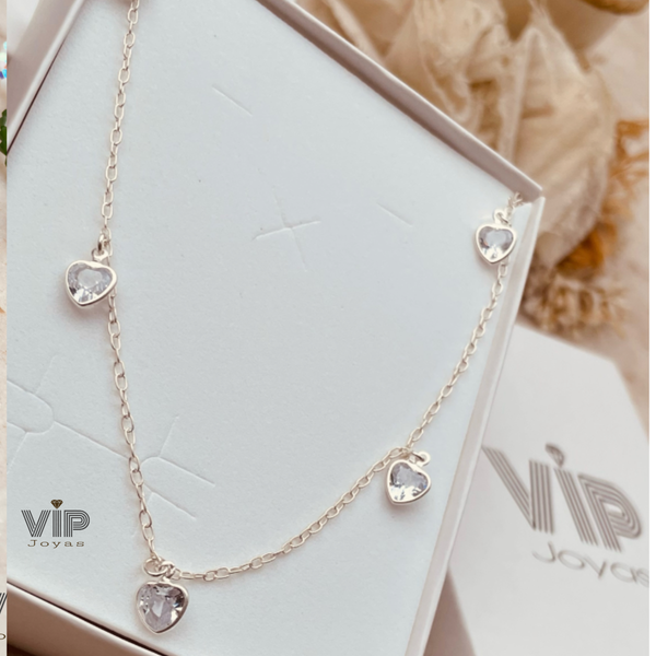 Producto - Chocker Corazones Cubics Plata 925