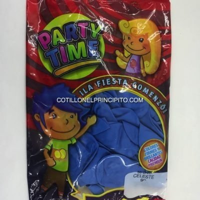 Producto - Globo Liso 9" Celeste x50 Unidades Party Time