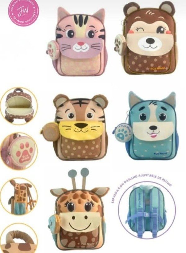 Producto - MOCHILA 12" ESPALDA ANIMALITOS - FW KINDER