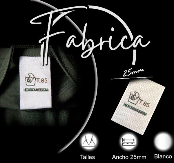 Producto - Etiquetas de talle en cinta raso 2,5cm (por unidad) del 85 al 105