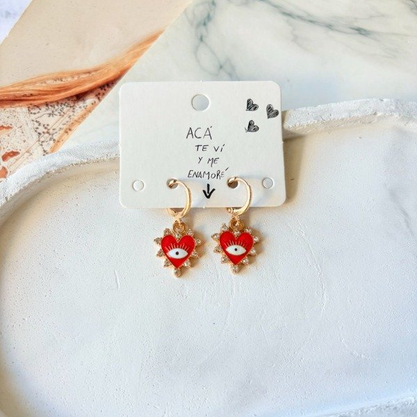 Producto - Aros Red Heart Strass