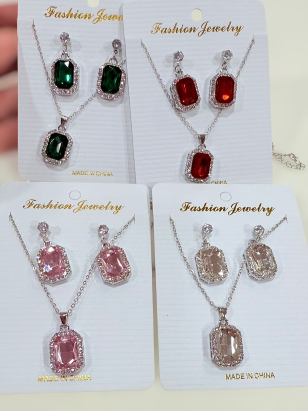 Producto - Set aros + cadenita Rectangulo