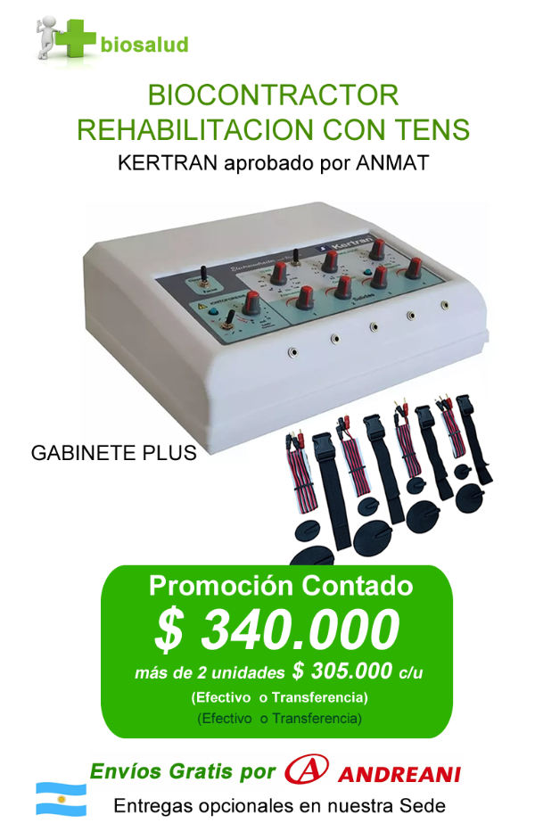 Producto - Biocontractor  Rehabilitacion Musc, TENS, iontoforesis, Kertran Gr Gabinete Plus