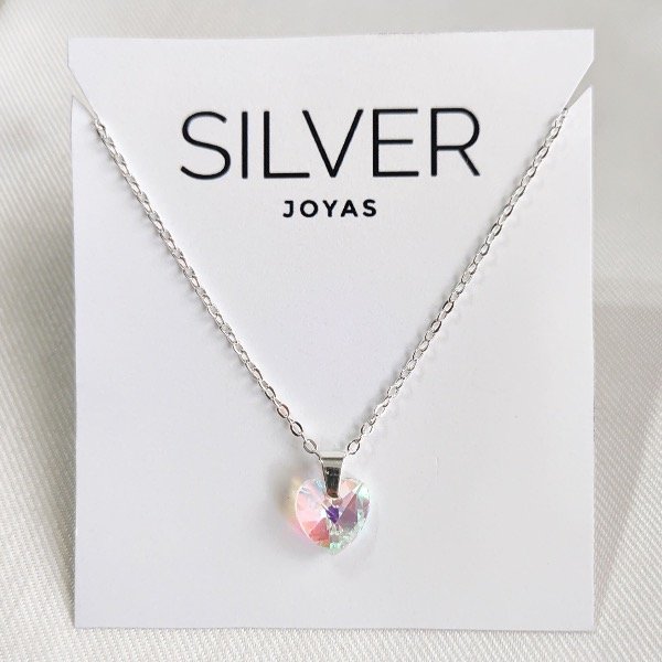 Producto - Collar corazoncito blanco tornasol AB