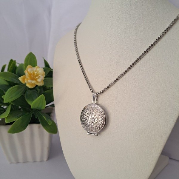 Producto - Relicario Redondo Flores (dije o collar)