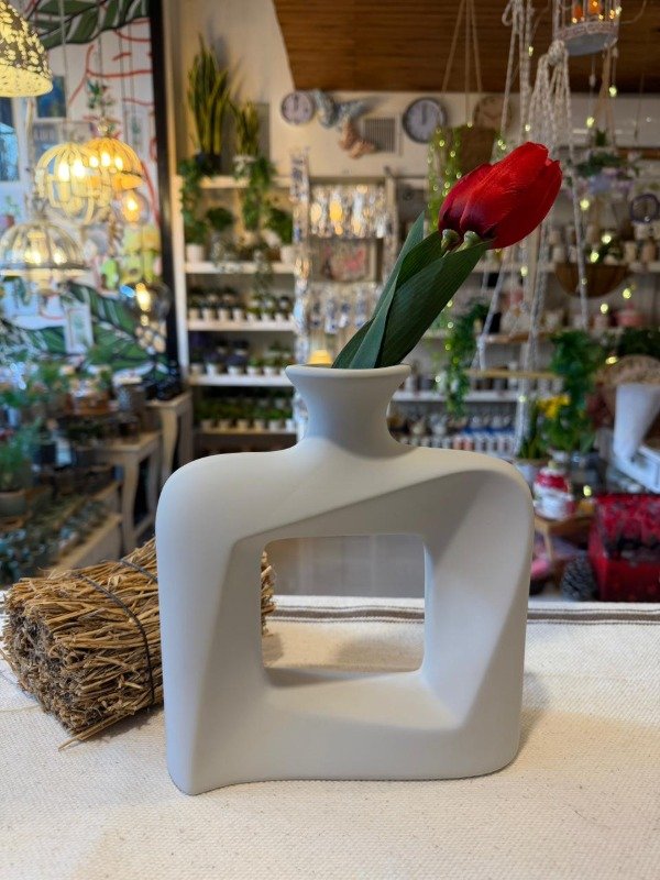 Producto - Florero-  cuadrado grande blanco 23cm (Efectivo: 29.200)