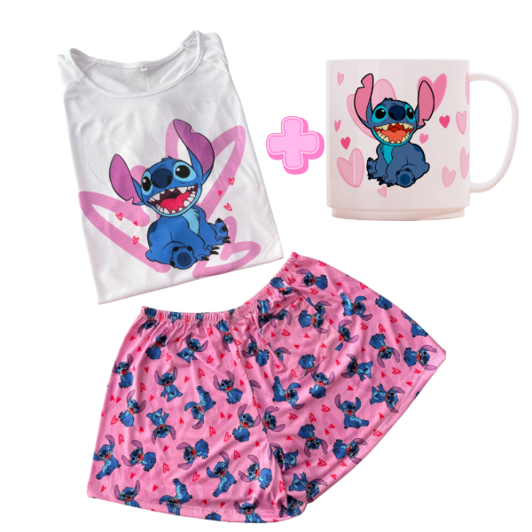 Producto - PIJAMA STICH + TAZA POLIMERO