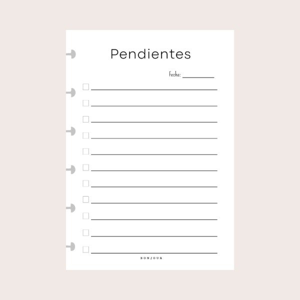 Producto - Repuesto A6 Pendientes (con renglon ancho)