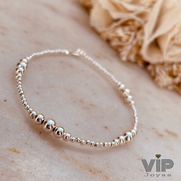 Producto - Pulsera Bolitas Combinadas Grandes y Chicas Plata 925