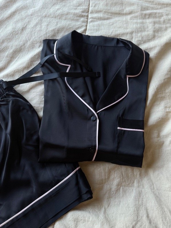 Producto - Pijama corto camisero satén negro - 3