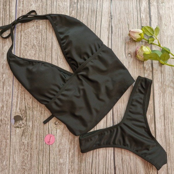 Producto - Bikini top largo y less verde azulado - talle 100
