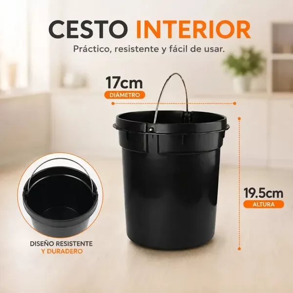 Producto - CESTO ACERO CON TAPA DE BAMBU 3LTS CIERRE SUAVE - 3