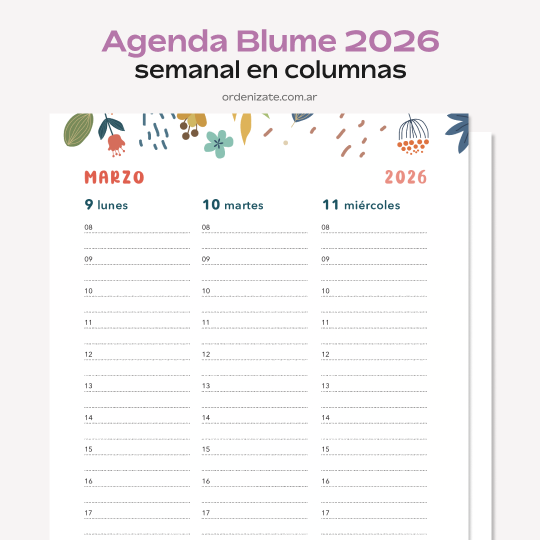 Producto - AGENDA BLUME 2026 (semanal en columnas)