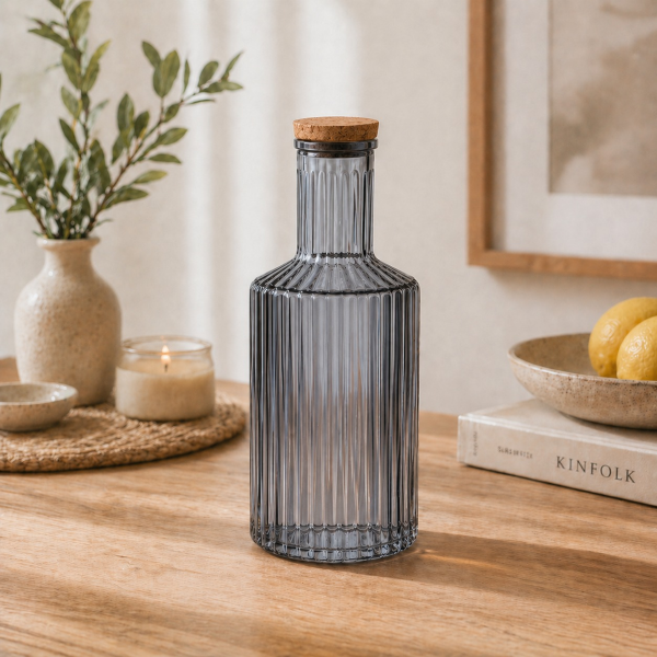 Producto - Botella Vidrio Gris con Tapa Corcho
