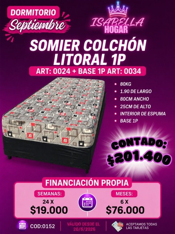 Producto - SOMIER LITORAL 1P