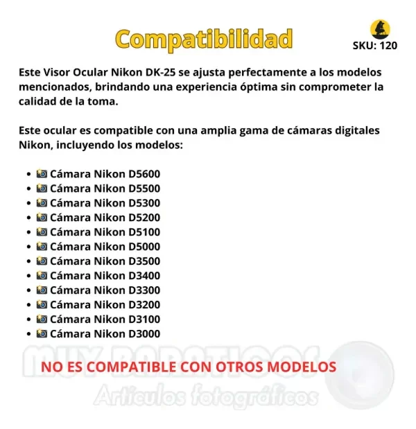 Producto - Ocular Nikon  DK 25 para Cámaras D5500 D3300 D5300 D5200 D3400 D3200 - 3