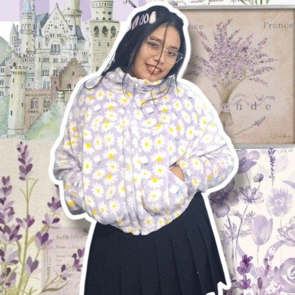 Producto - Campera Top Margaritas Lavanda [-Peluche soft-]