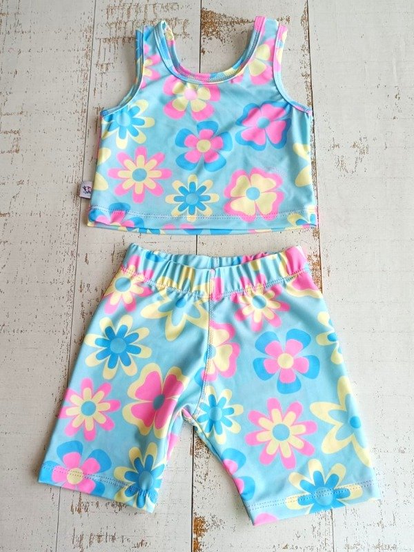 Producto - TOP Y BIKER FLORES FONDO AQUA