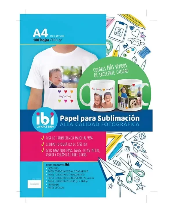 Producto - PAPEL E.IBI P/SUBLIMAR A4 100gr. x10h.