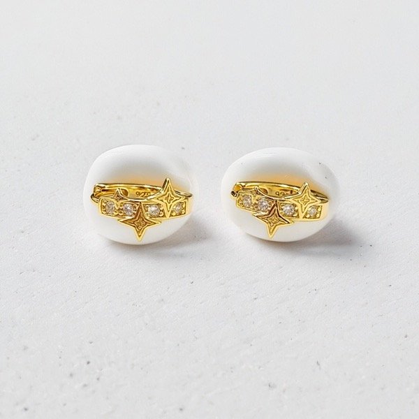 Producto - Argollitas Doradas Plata 925/Estrellitas/Cubic