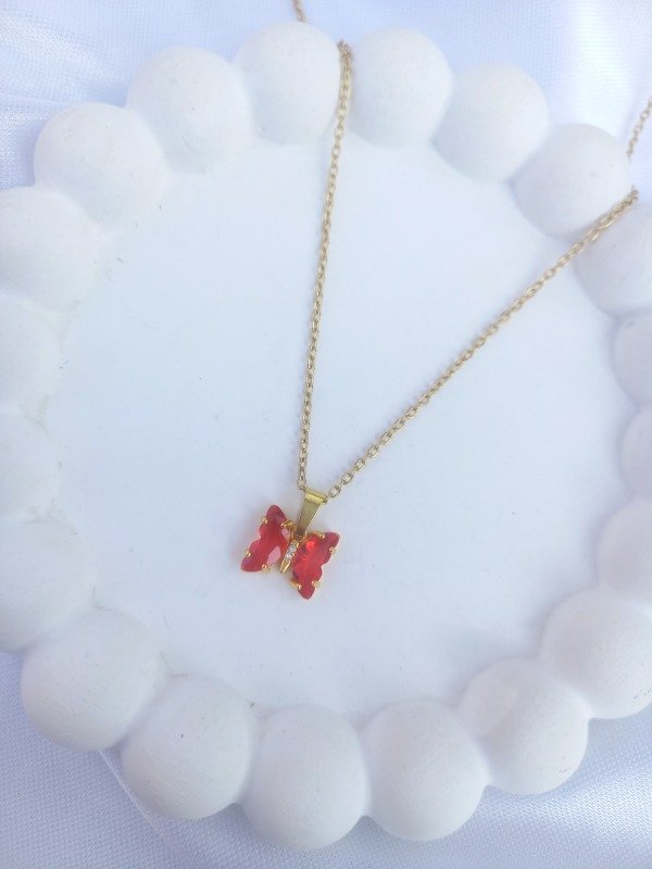 Producto - cadenita butterfly tiny golden (rojo)