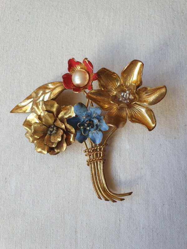 Producto - Broche 40s Jardín de Oro - Bouquet Rosas Salvajes