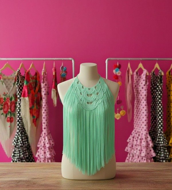 Producto - Collar De Flecos De Seda XL Verde Agua