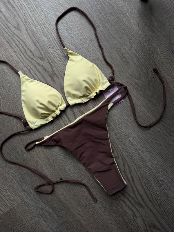 Producto - Bikini Poznan amarilla y chocolate - 1