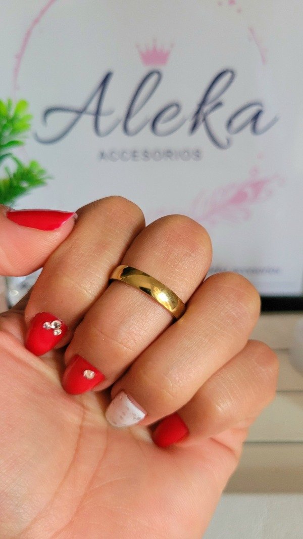 Producto - Alianza bombe (talle18)de acero dorado - 0