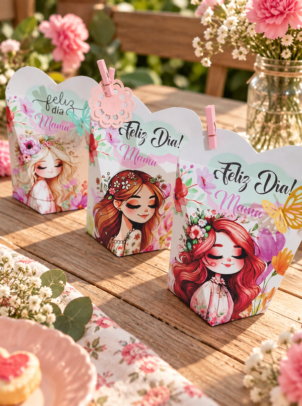 Producto - 9 Cajas Alta Corazón Mamá Floral para imprimir - 1