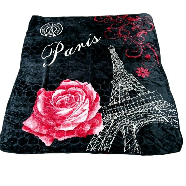Producto - Frazada 2 plazas con relieve estampa Torre eiffel