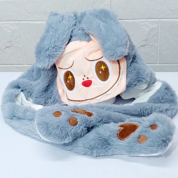 Producto - Gorro Labubu Levanta Orejas con Luces Gris