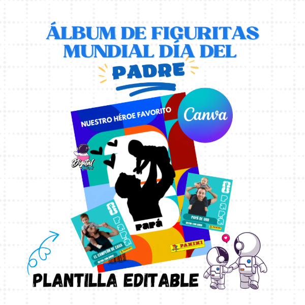 Producto - Álbum editable en Canva: Día del Padre - Edición Mundial de Fútbol con caja