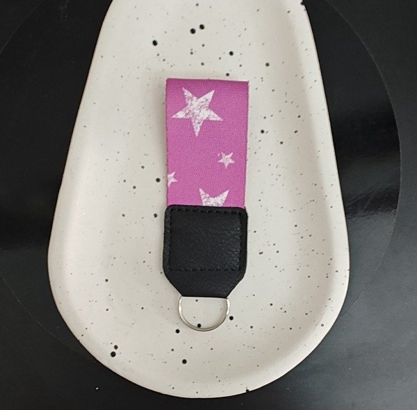 Producto - Llavero cinta Estrellas rosa y blanco corto