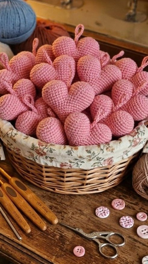 Producto - Corazones de Hilo en Rosa Pastel, Souvenir (Pack de 10 unidades)