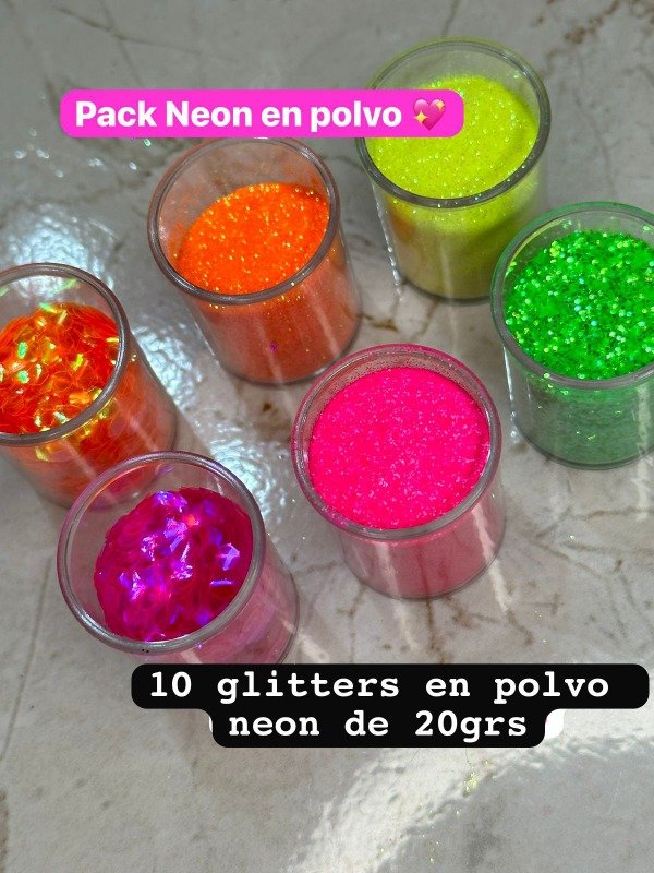 Producto - Combo 10 glitter en polvo neon