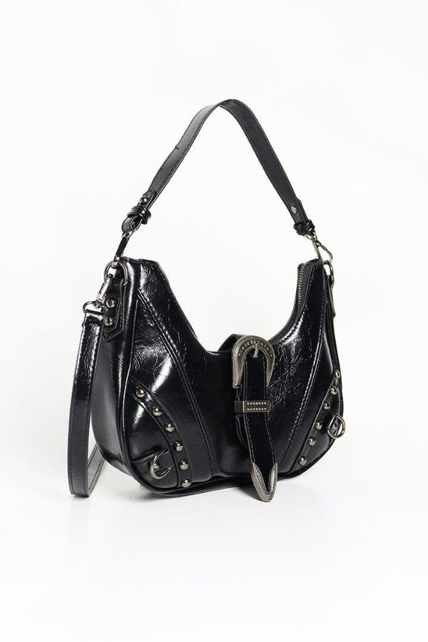 Producto - Minibag Cleopatra negra con cierre y correas